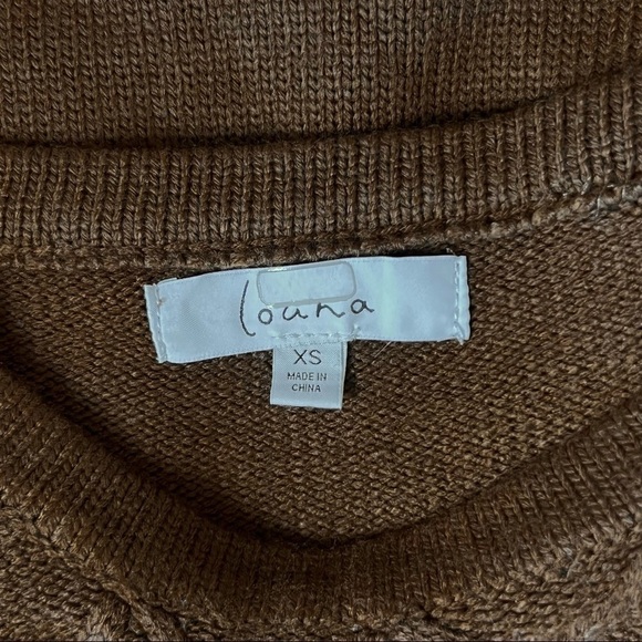 LOUNA Ruffle Trim Lattice V Front Long Puff Sleeve Dark Academia Sweater Size XS - Picture 5 of 8